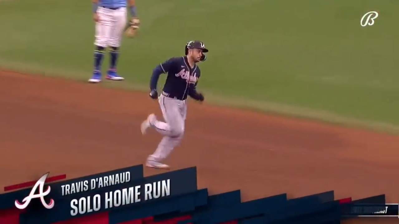 Braves' Travis d'Arnaud CLOBBERS a solo home run to help close the gap against the Rays