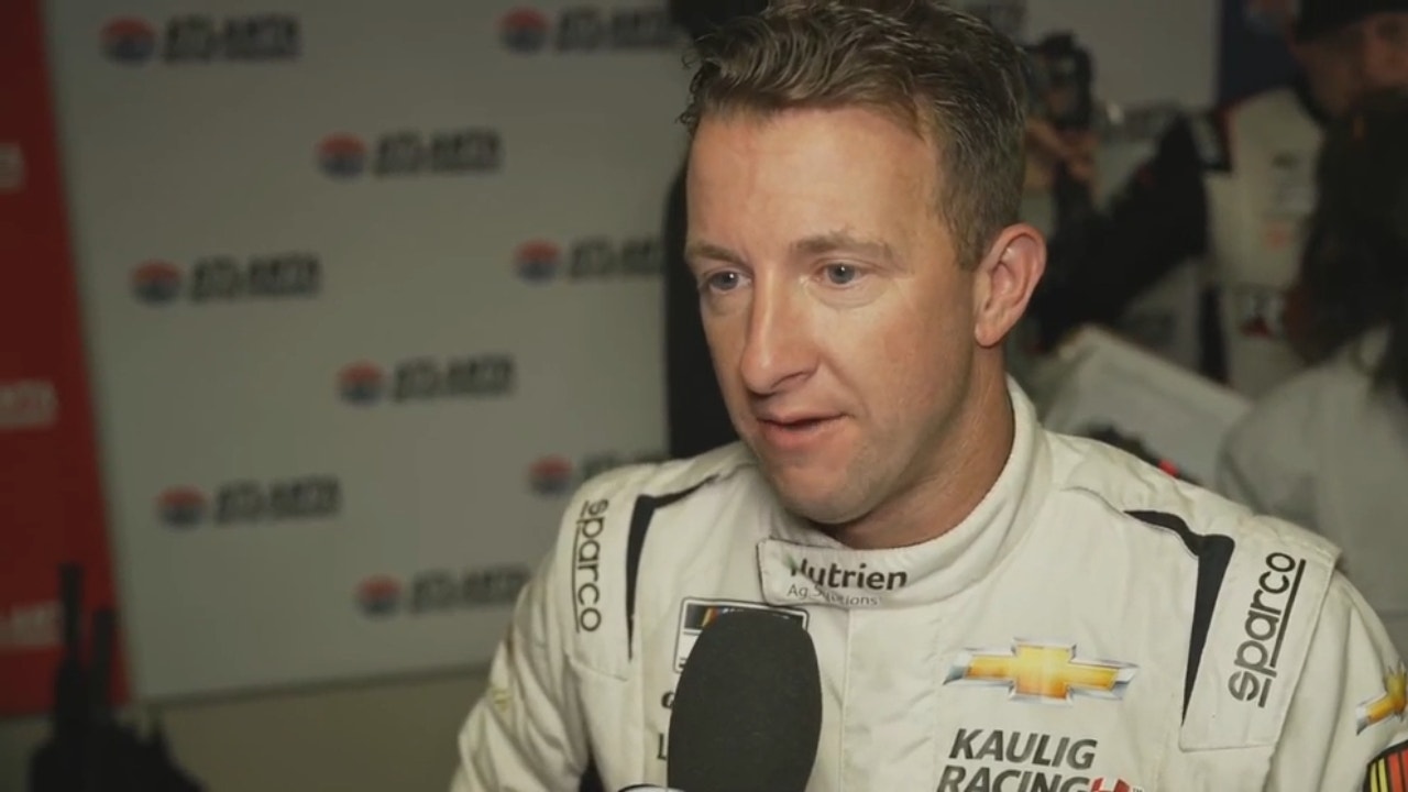 AJ Allmendinger describes the wild second stage and his third place finish in the rain-shortened Quaker State 400