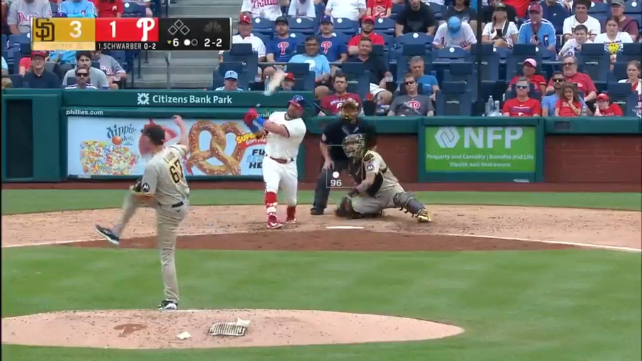Phillies' Kyle Schwarber belts a DEEP solo homer against the Padres