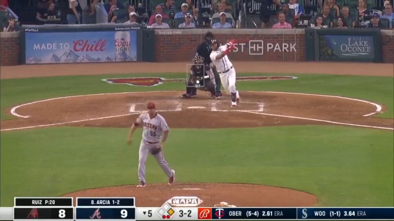 Orlando Arcia SMOKES a two-run home run to extend the Braves' lead over the Diamondbacks