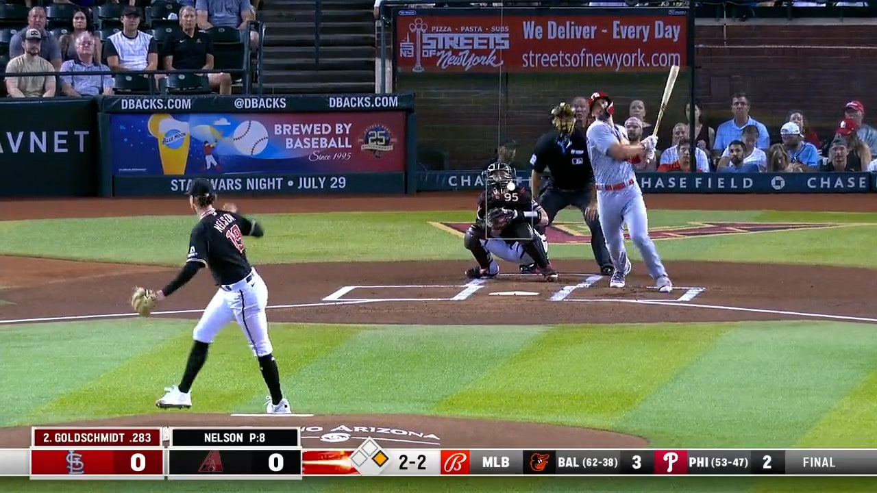 Paul Goldschmidt blasts a deep home run to center field to help the Cardinals grab the early lead against the Diamondbacks