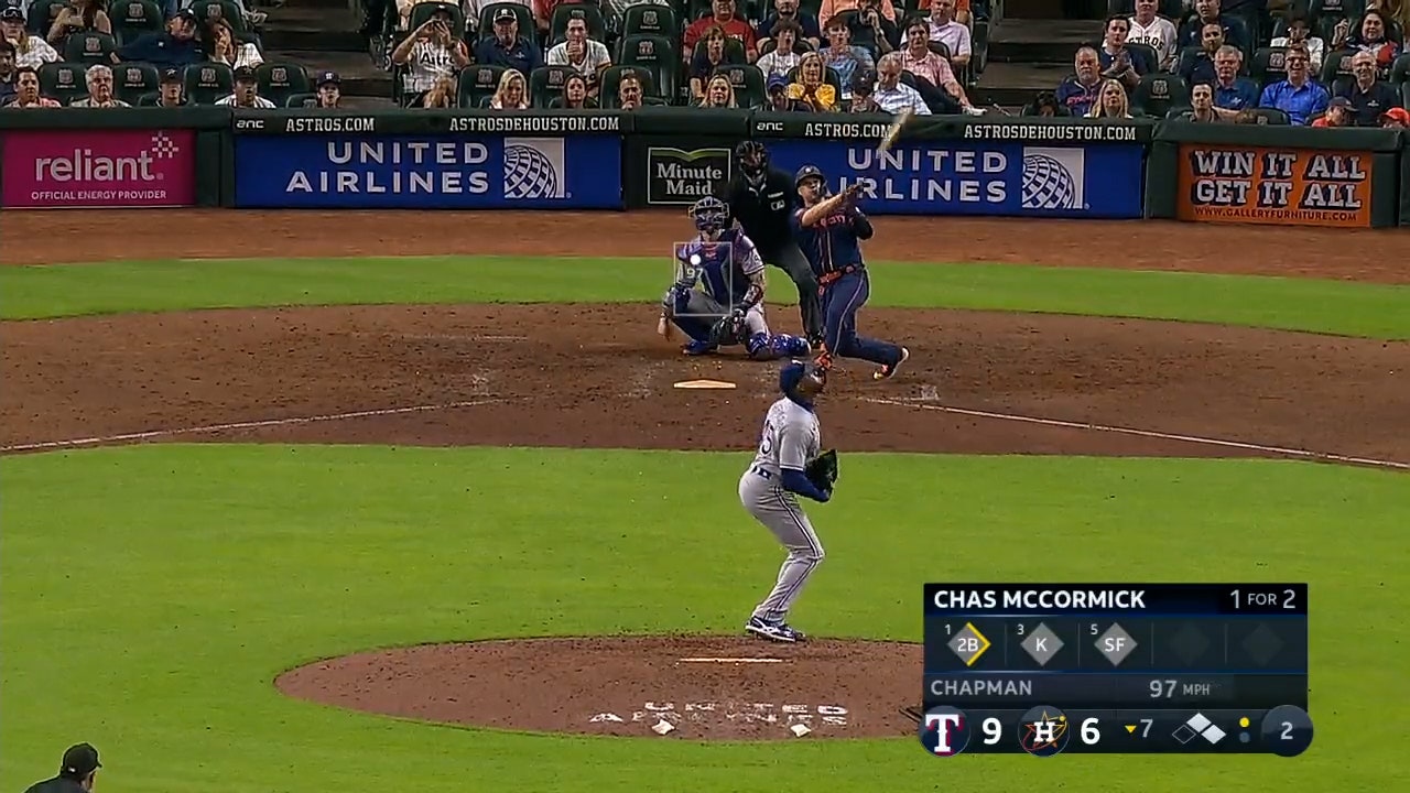 Chas McCormick knocks a three-run home run, helping the Astros tie the game against the Rangers