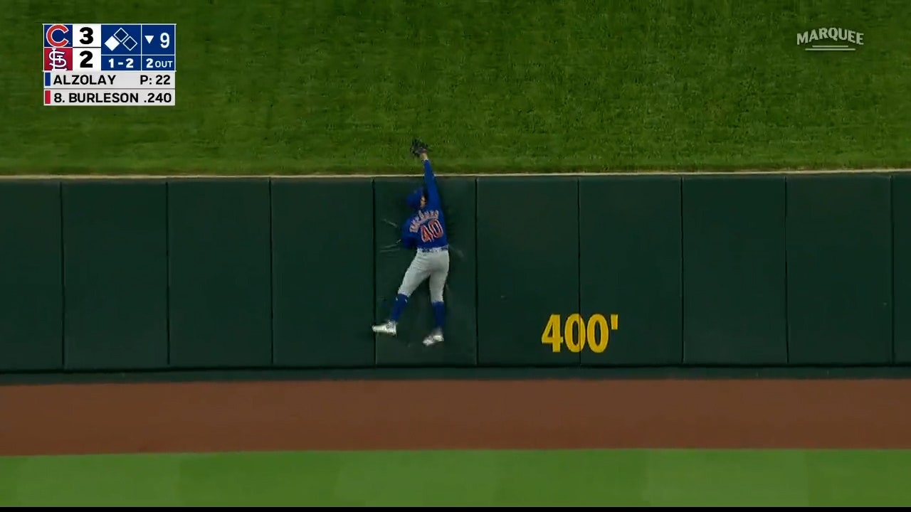 Mike Tauchman ROBS Alec Burleson of a home run to put a bow on the Cubs' win over the Cardinals