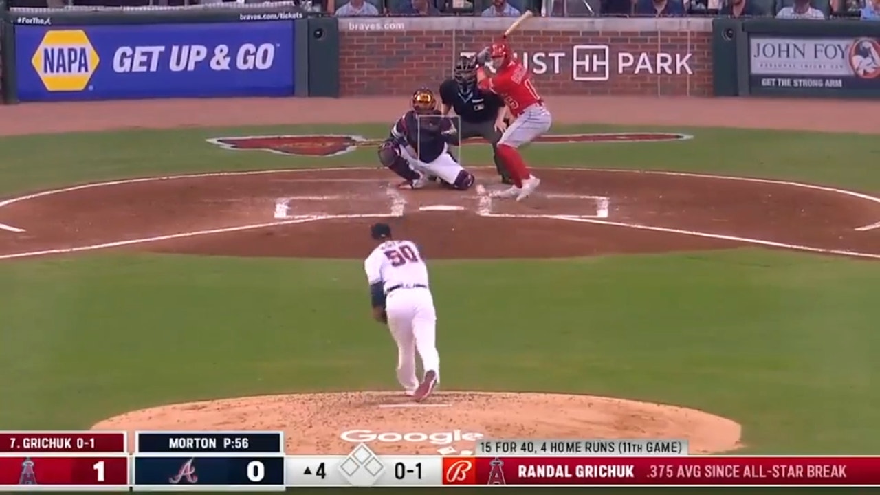 Randal Grichuk blasts a solo home run as the Angels extend their lead over the Braves