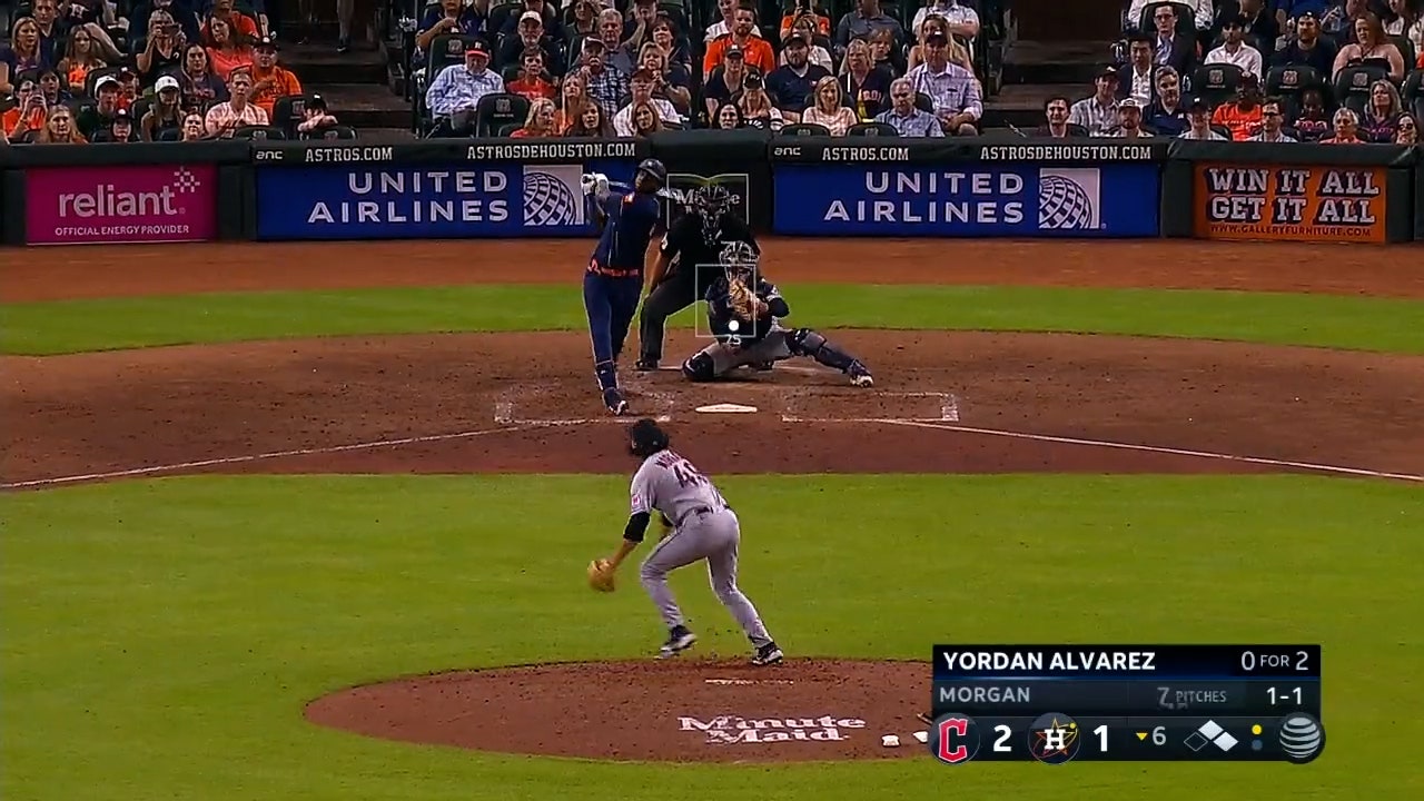 Yordan Alvarez crushes a three-run home run to give the Astros the lead against the Guardians