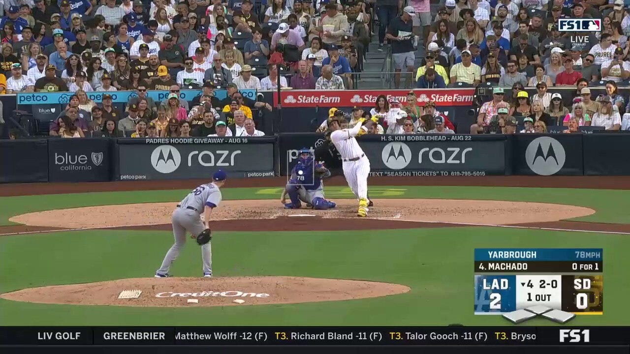 Manny Machado smashes a solo home run to left field as the Padres pull within one against the Dodgers
