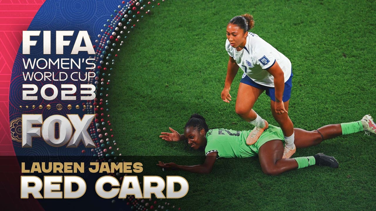 Englands Lauren James receives a RED CARD for stepping on a Nigerian player 2023 FIFA Womens World Cup FOX Sports
