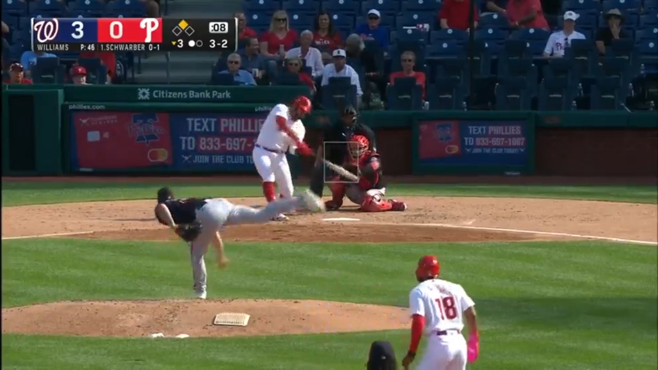 Kyle Schwarber and Alec Bohm blast home runs to help the Phillies tie the Nationals