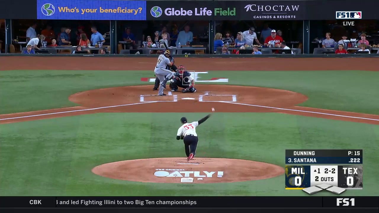 Carlos Santana smashes a solo home run to get the Brewers started vs. Rangers