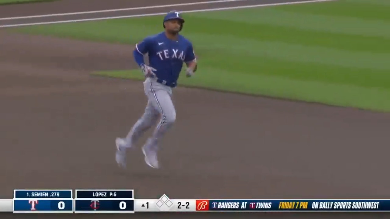 Marcus Semien opens up the game with a solo home run to give the Rangers a lead over the Twins