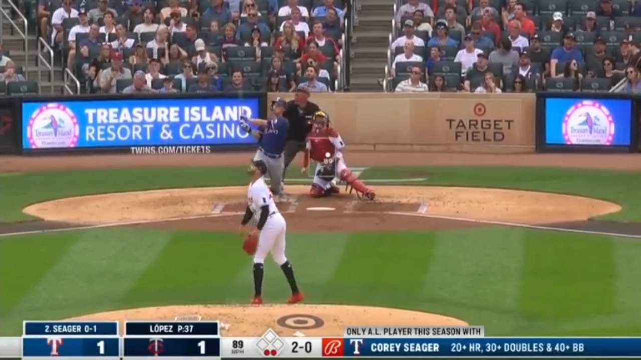 Corey Seager CRANKS a solo home run to give the Rangers the lead over the Twins