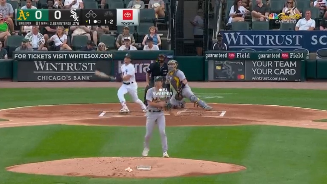 Andrew Benintendi POWERS a solo home run to give the White Sox an early lead over the Athletics