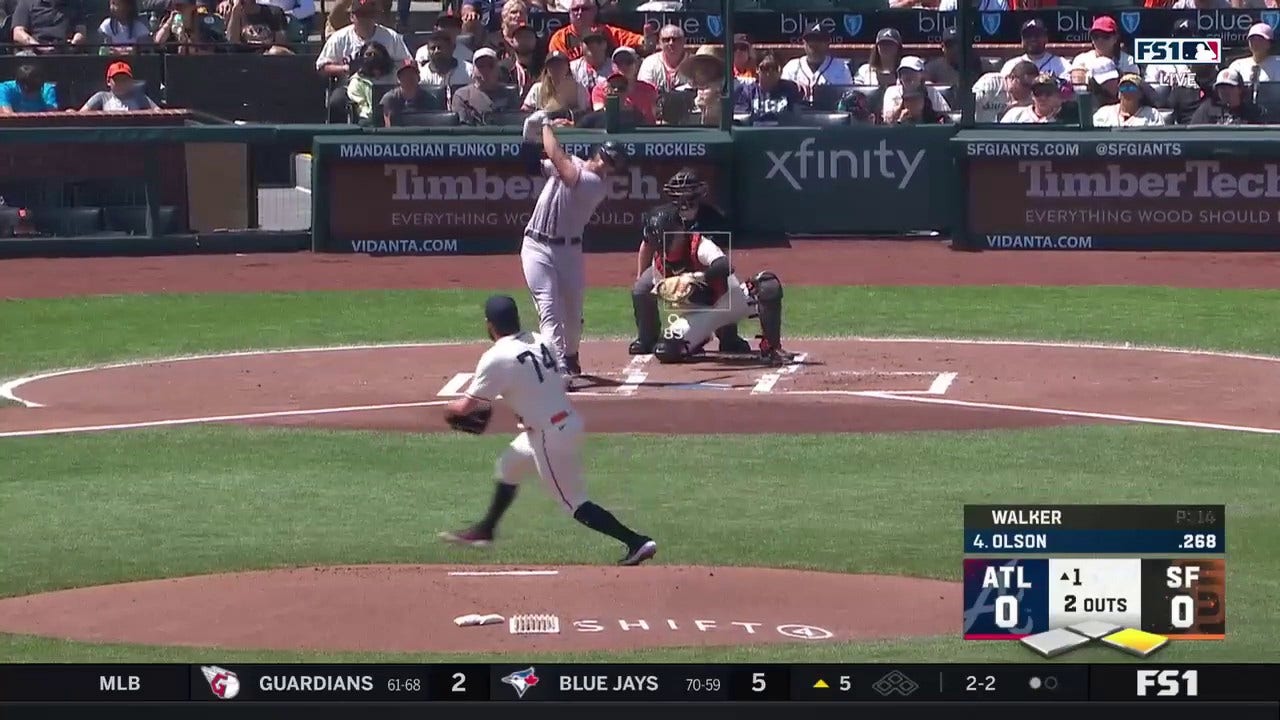 Matt Olson CRANKS an RBI double to give the Braves an early lead over the Giants