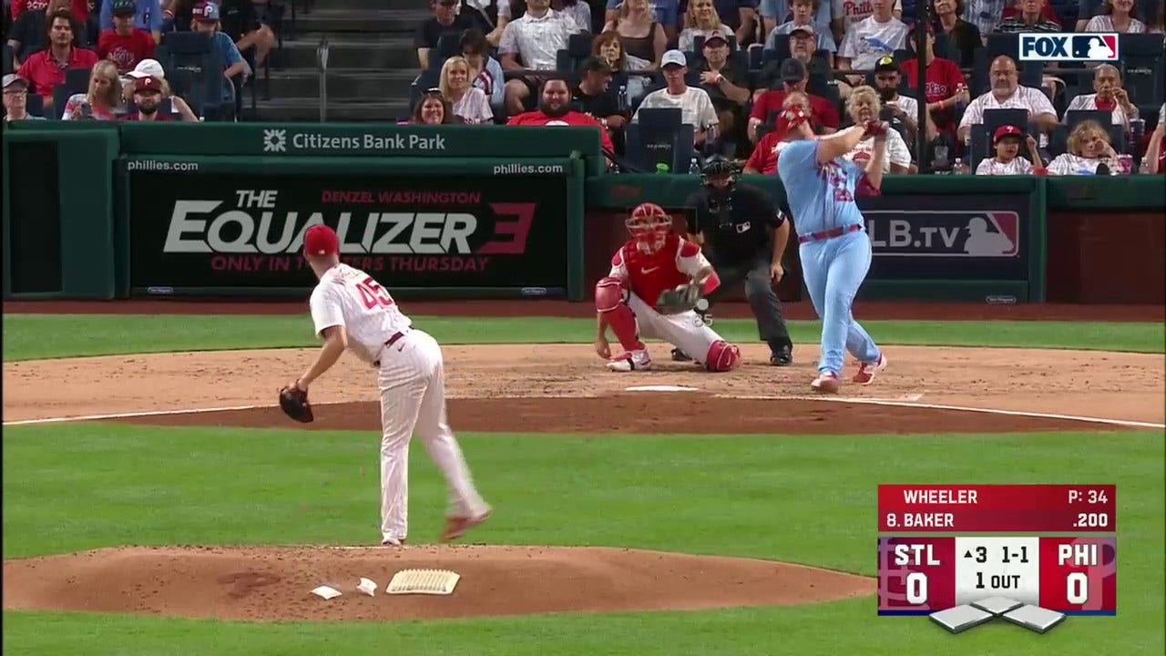 Luken Baker SMACKS a solo home run to give the Cardinals an early lead over the Phillies