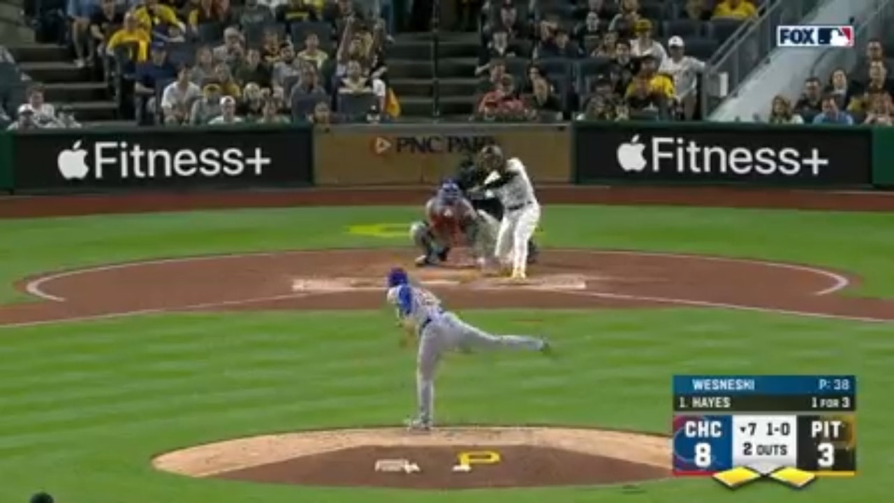 Pirates score five runs in the seventh-inning to cut the deficit against the Cubs, 8-6