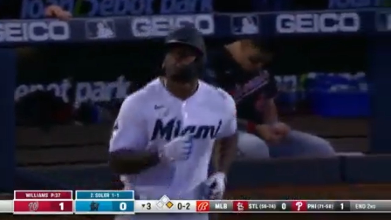 Jorge Soler CRUSHES a two-run home run to give the Marlins a lead against the Nationals