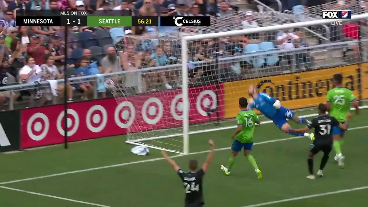 Seattle's Yeimar Gomez Andrade scores an own goal vs. Minnesota United to tie the game