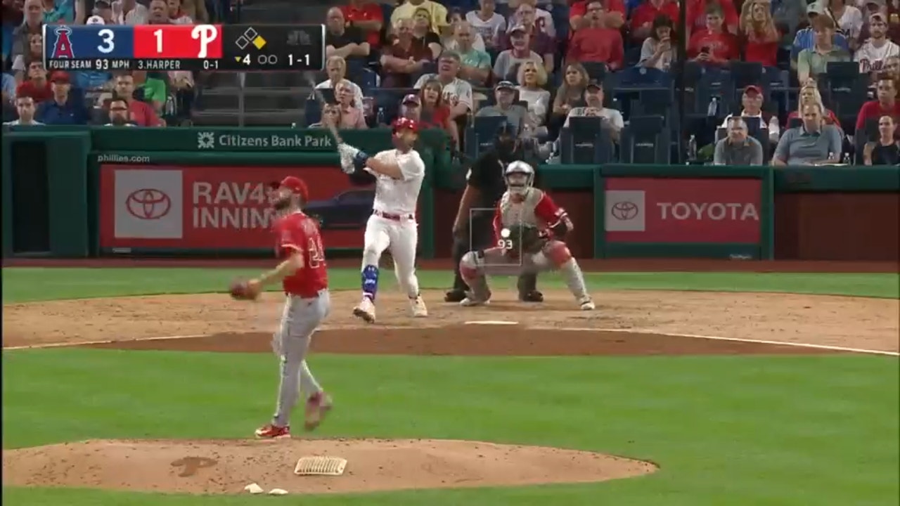 Bryce Harper smashes a two-run home run as the Phillies tie the Angels