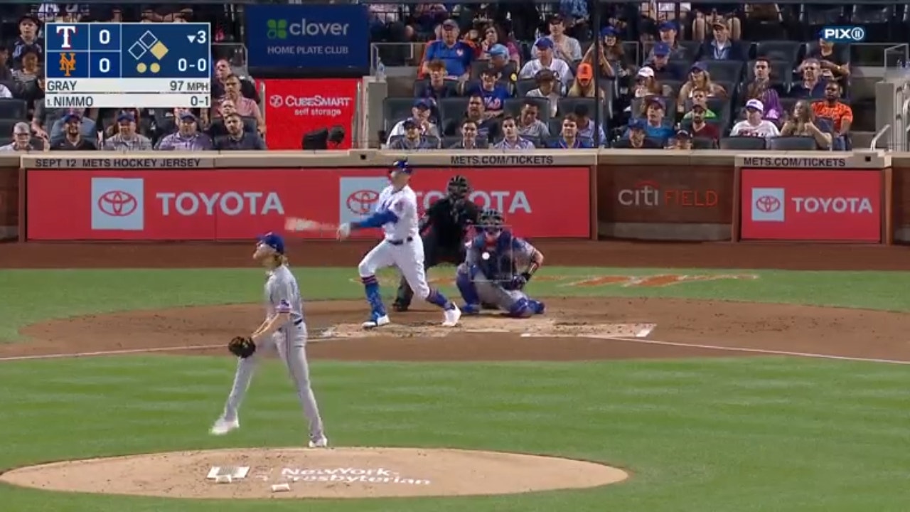 Brandon Nimmo SMACKS a two-run home run to give the Mets the lead over the Rangers