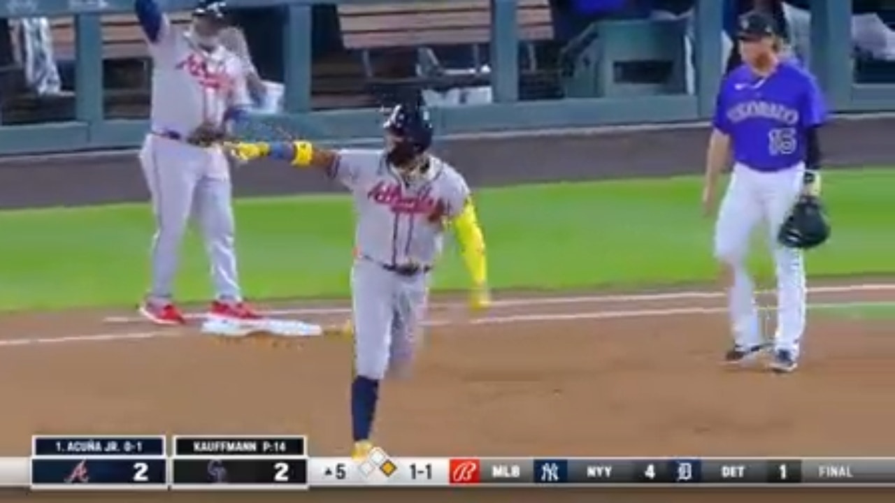 Ronald Acuña Jr. RIPS a two-run homer to give the Braves a lead over the Rockies