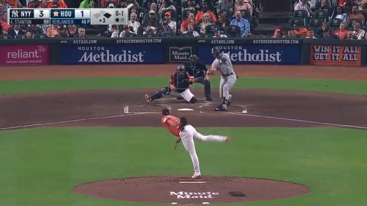 Yankees' Giancarlo Stanton crushes a MONSTER home run against the Astros