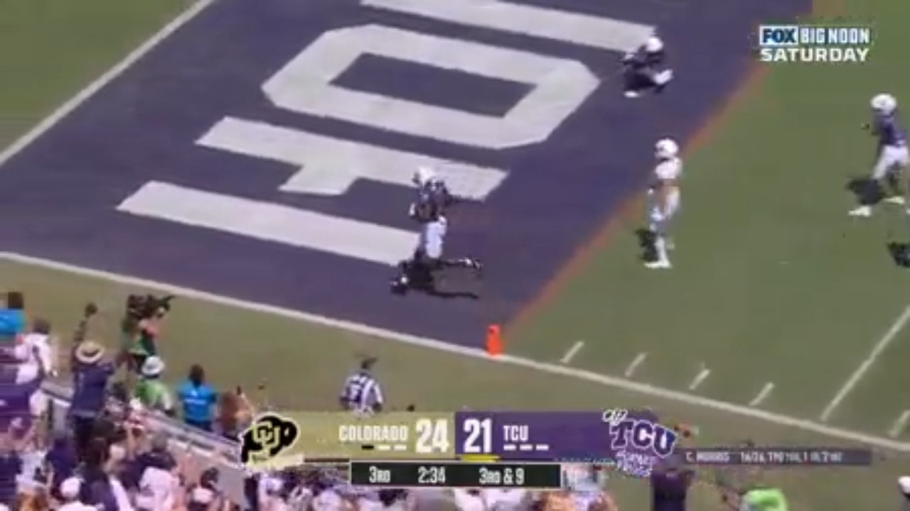 Chandler Morris and Dylan Wright connect for a 23-yard TD to give TCU a 28-24 lead against Colorado