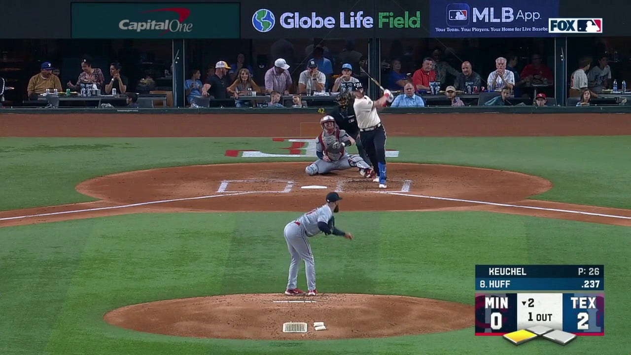 Rangers' Sam Huff belts a two-run homer to grab a 4-0 lead over the Twins