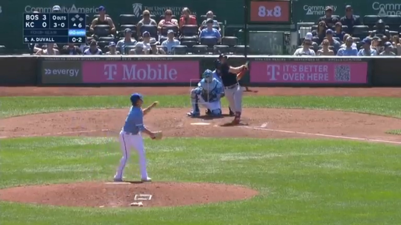 Adam Duvall BLASTS a solo home run to extend the Red Sox's lead over the Royals