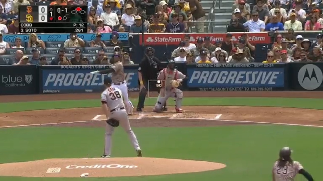 Juan Soto SMACKS a two-run home run to give the Padres an early lead over the Giants