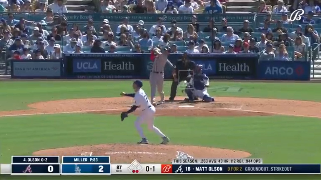 Matt Olson CRANKS a solo home run to cut the Braves' deficit against the Dodgers