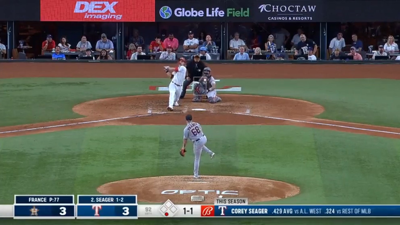 Corey Seager hits his SECOND home run of the day to give the Rangers a lead over the Astros