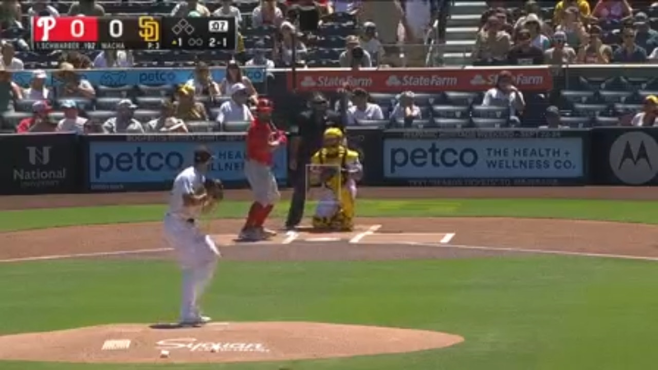  Phillies' Kyle Schwarber hits his 10th leadoff home run of the season against the Padres, setting a franchise record