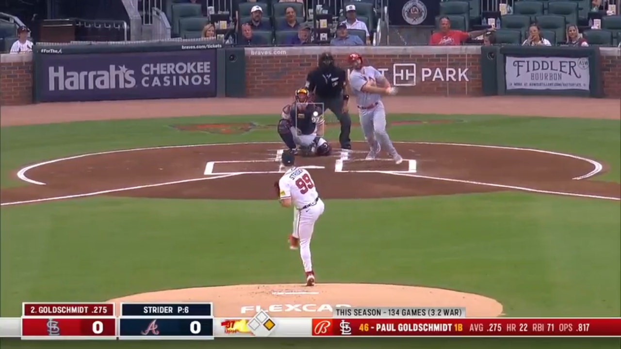 Paul Goldschmidt SMACKS a two-run home run to give the Cardinals an early lead over the Braves
