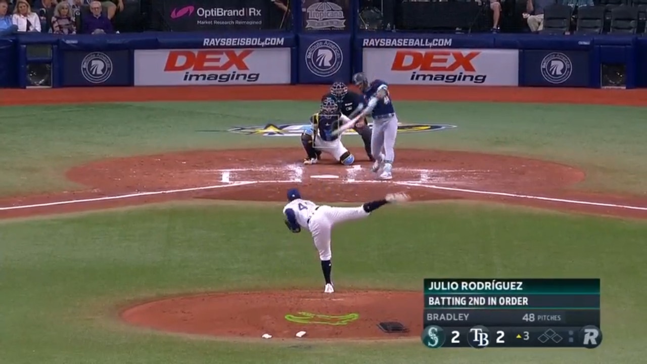 Julio Rodriguez SMASHES a solo home run to give the Mariners a lead against the Rays