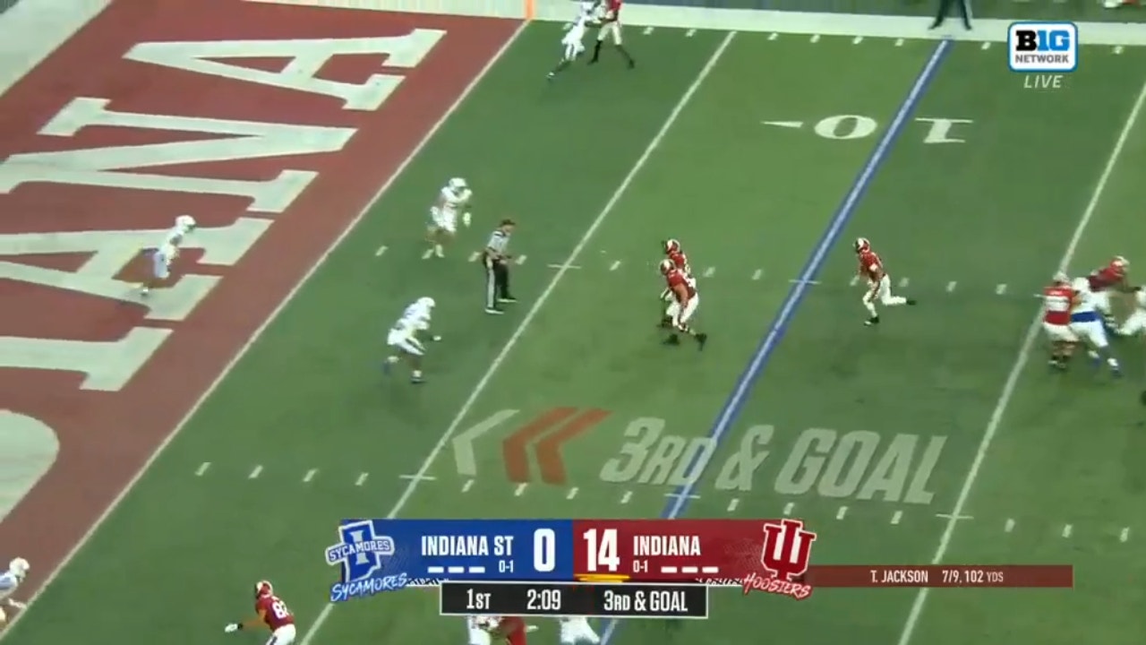 Tayven Jackson scrambles for the 10-yard TD extending Indiana's lead vs. Indiana State