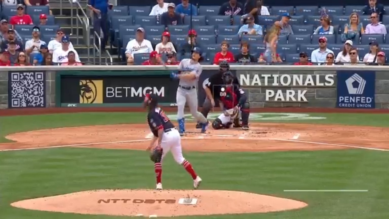 James Outman CRANKS a solo home run to extend the Dodgers' lead over the Nationals