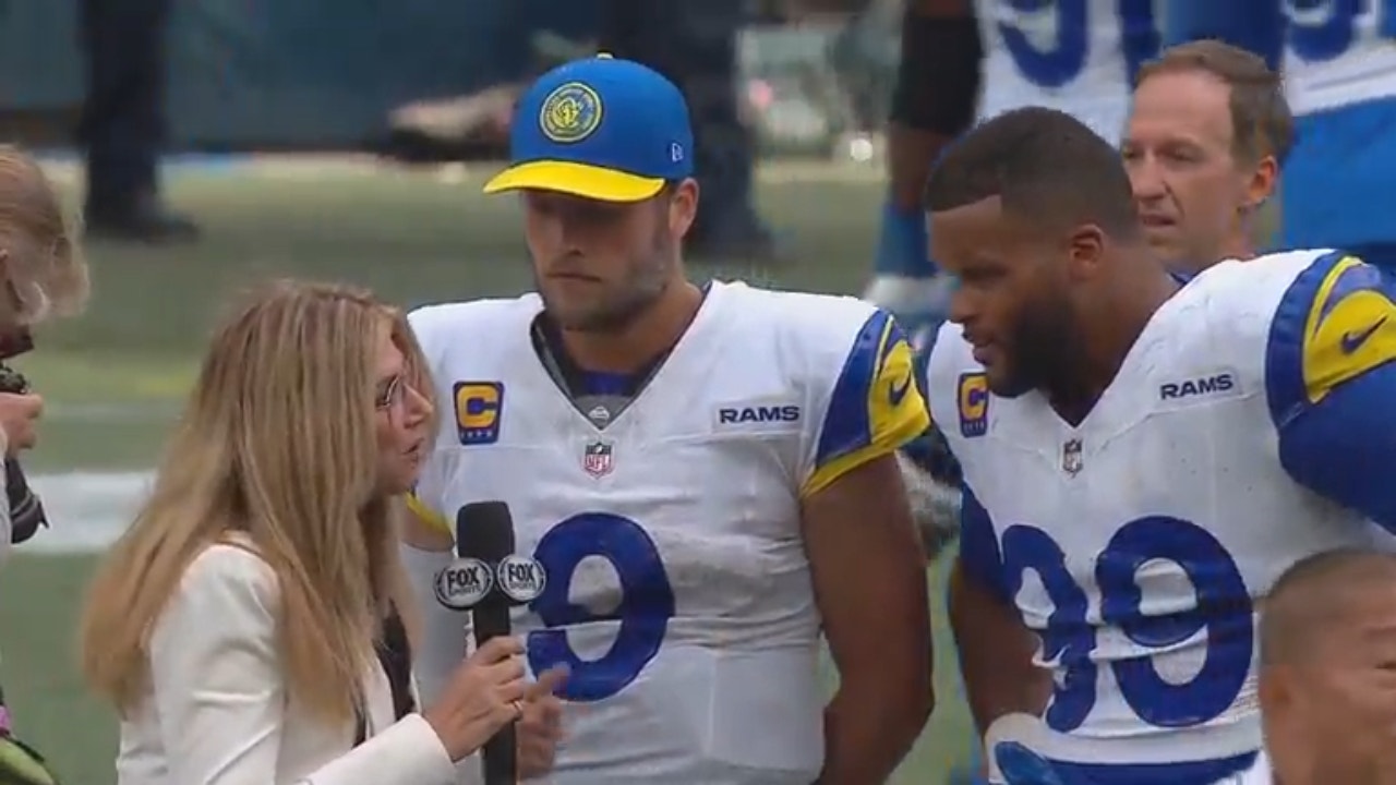 Rams' Matthew Stafford and Aaron Donald after beating the Seahawks, 30-13, Postgame Interview