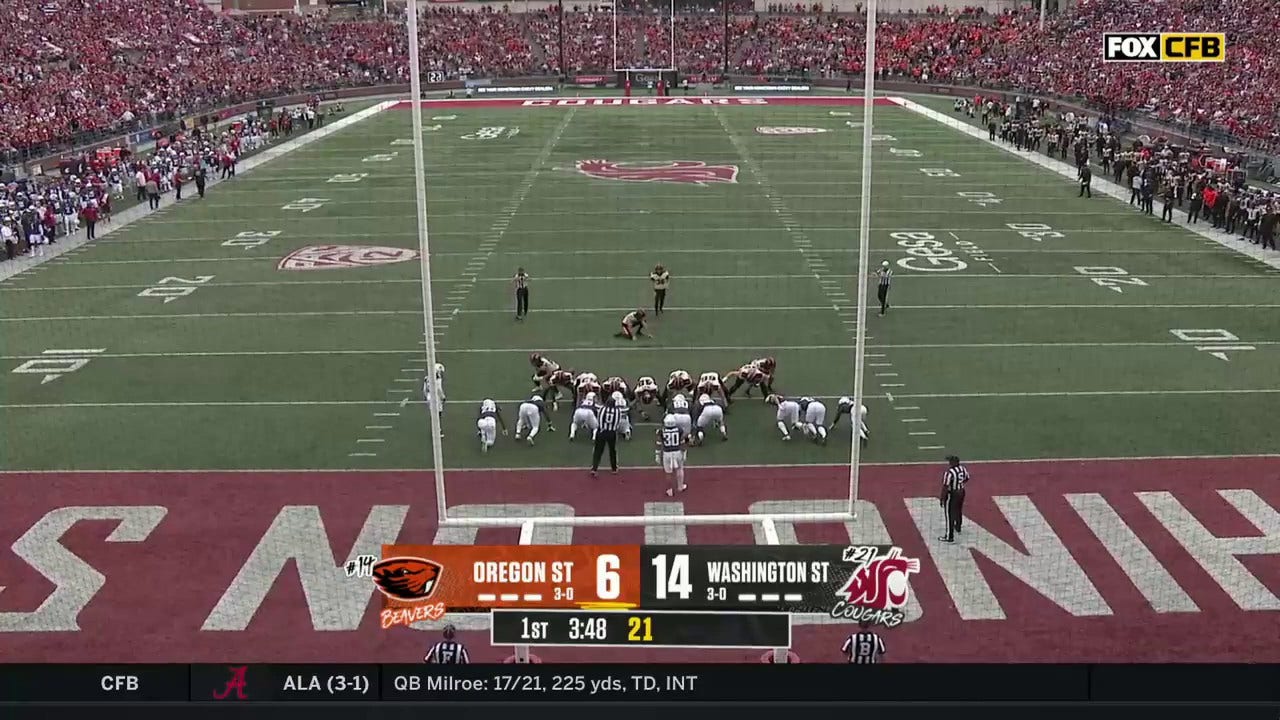 Oregon State's Deshaun Fenwick rushes for a 38-yard TD to cut into Washington State's lead