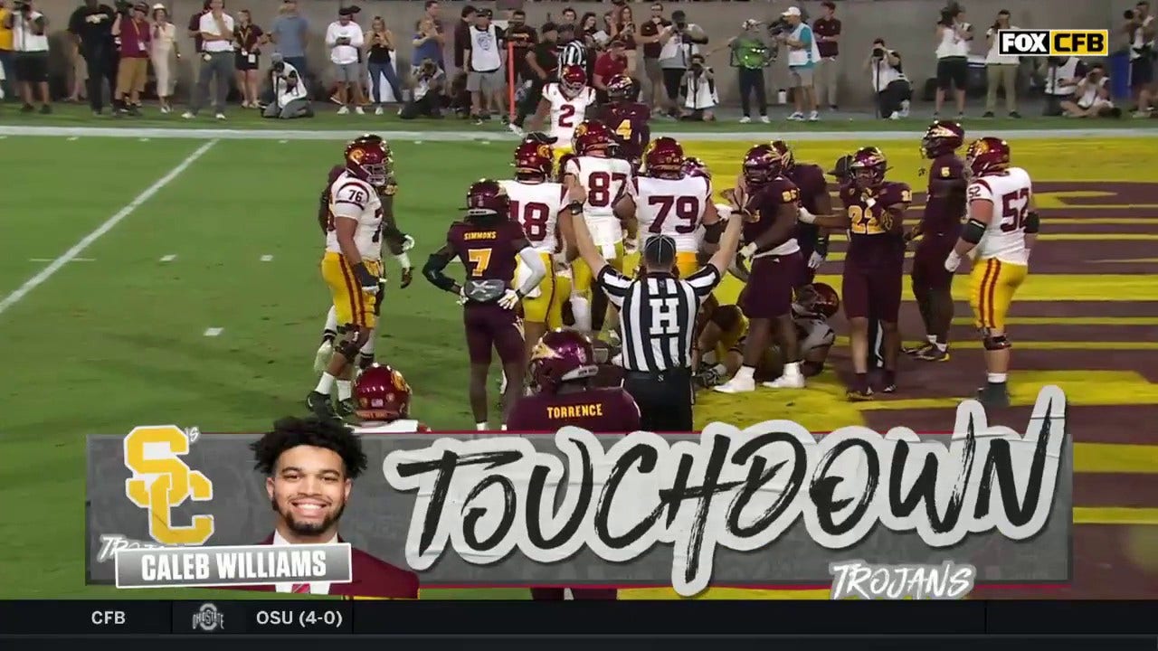 Caleb Williams punches in the one-yard touchdown run to increase USC's lead over Arizona State