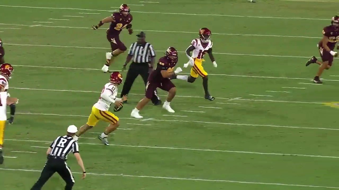 USC's Caleb Williams shows off ELITE elusiveness, throws an UNREAL 29-yard TD against Arizona State