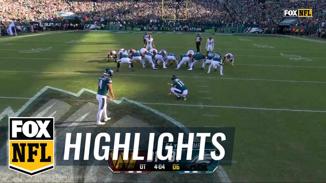 Jake Elliott drills a 54-yard field goal in overtime to give the Eagles the  win over the Commanders, NFL Highlights