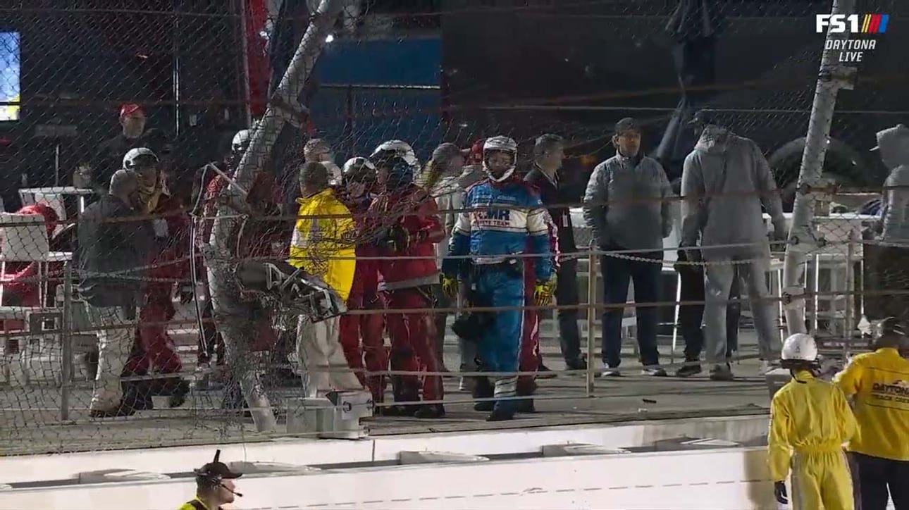 Michael Jordan & Bubba Wallace inspect the damage after Myatt Snider's terrifying wreck