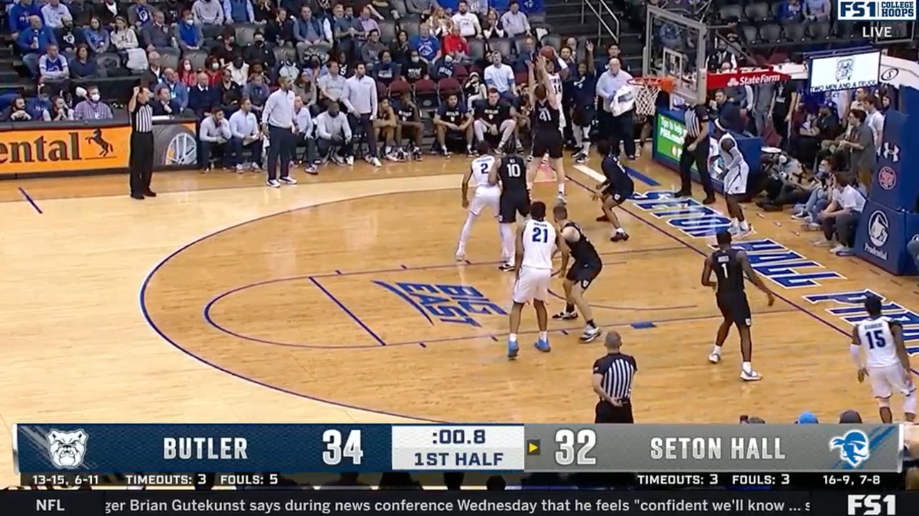 Jared Rhoden hits the buzzer beater at the end of the first half for Seton Hall