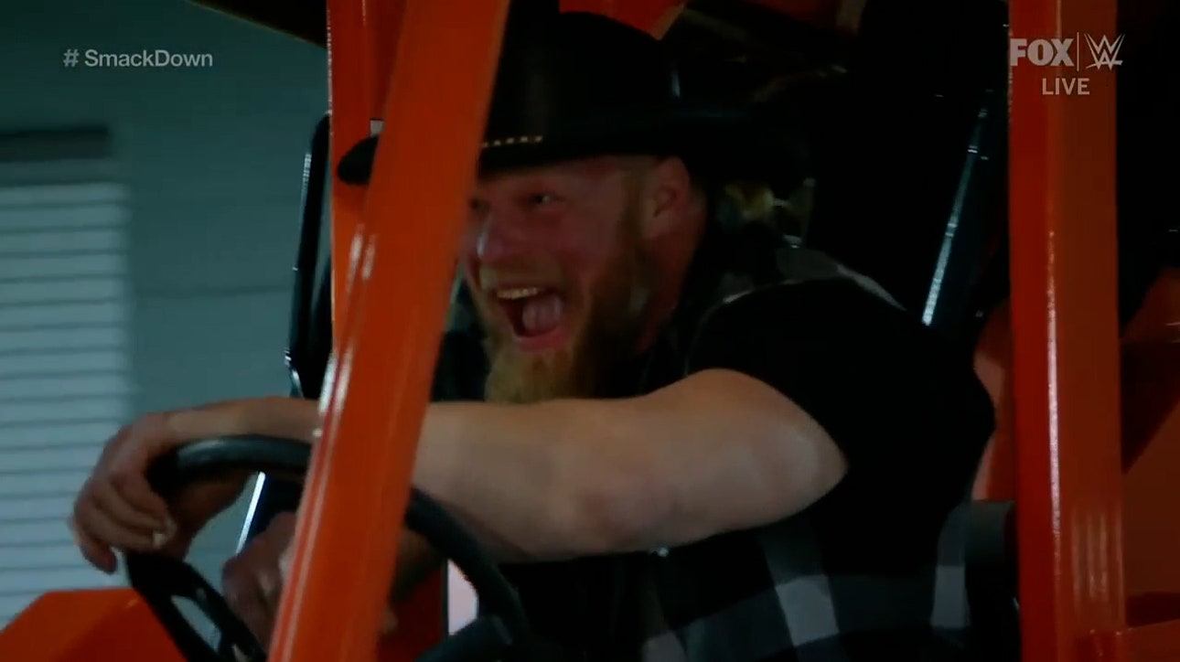 Brock Lesnar tries to impale Roman Reigns and The Bloodline with a forklift