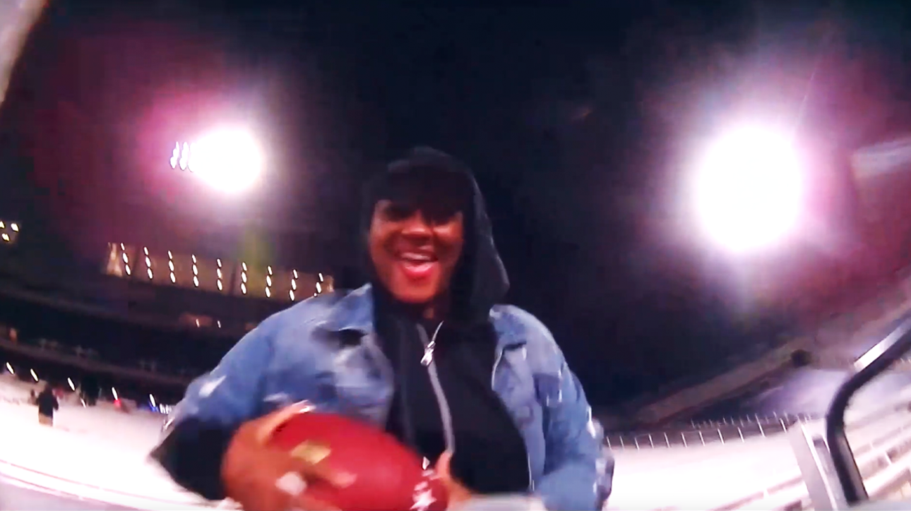 USFL Helmet Cam: Watch Maulers' Kyahva Tezino celebrate his INT with his mom