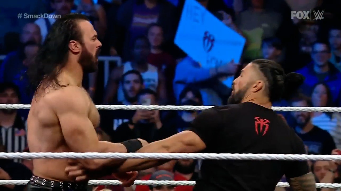 Roman Reigns distracts RK-Bro before clashing with Drew McIntyre during contract signing I WWE on FOX