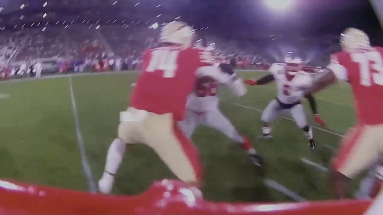 USFL Helmet Cam: CJ Marable breaks to the outside for a nice run