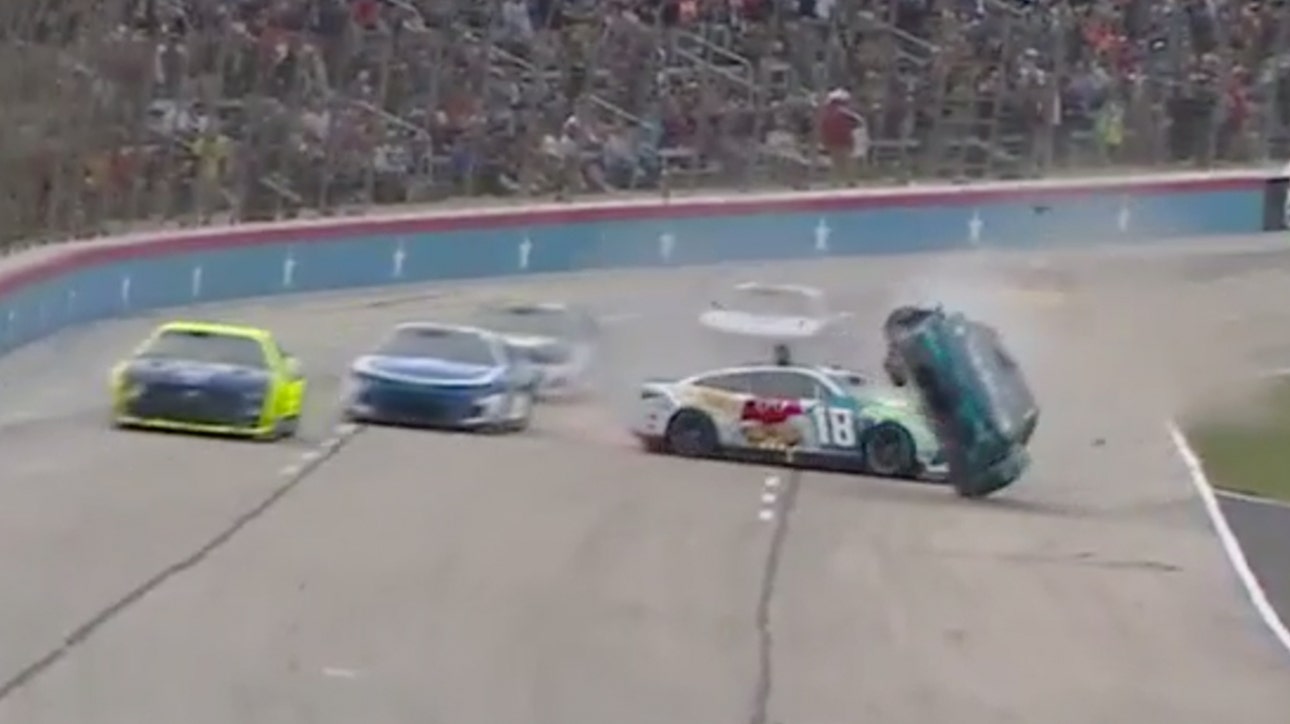 Ross Chastain gets airborne after running into Busch, Elliott