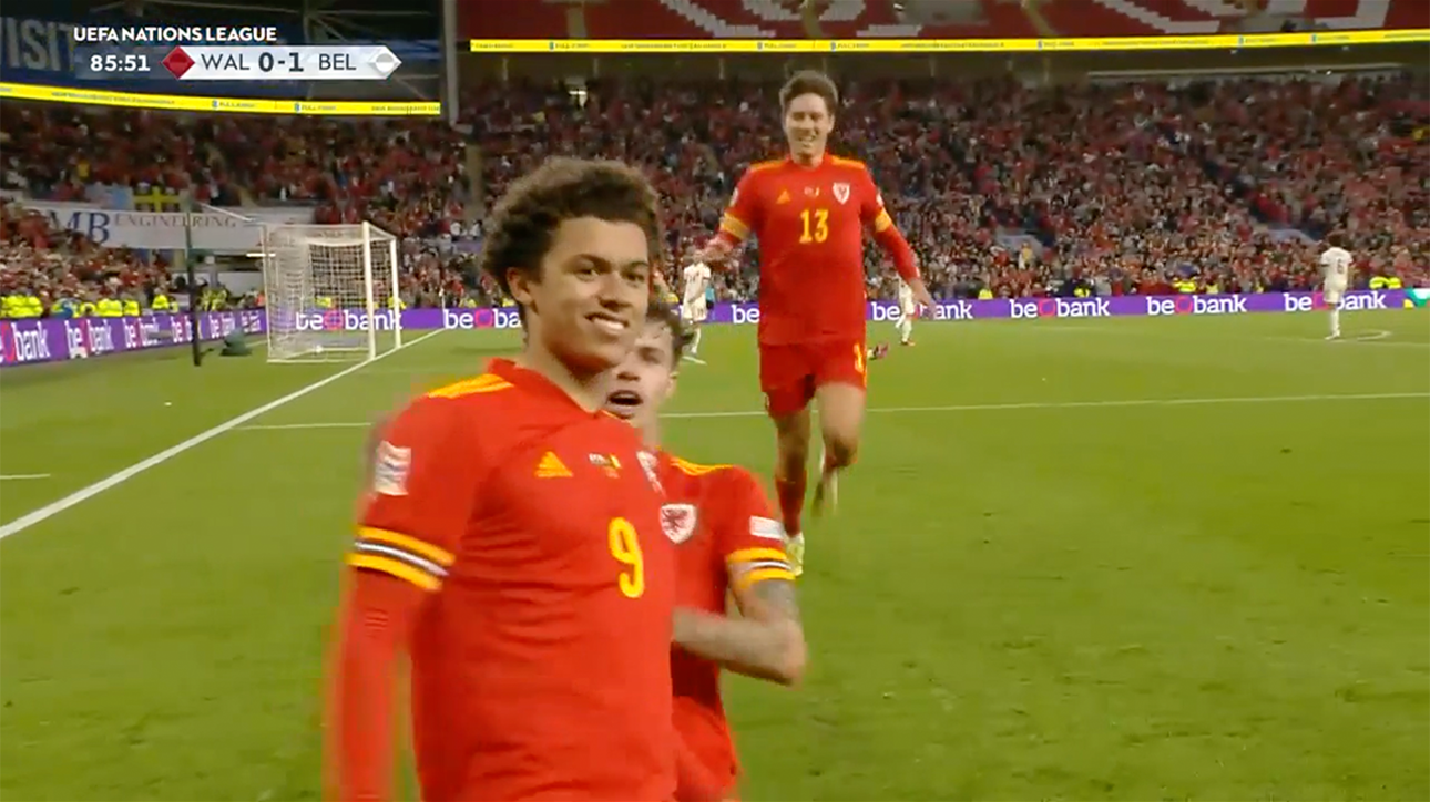 Brennan Johnson's late goal brings Wales level with Belgium, 1-1