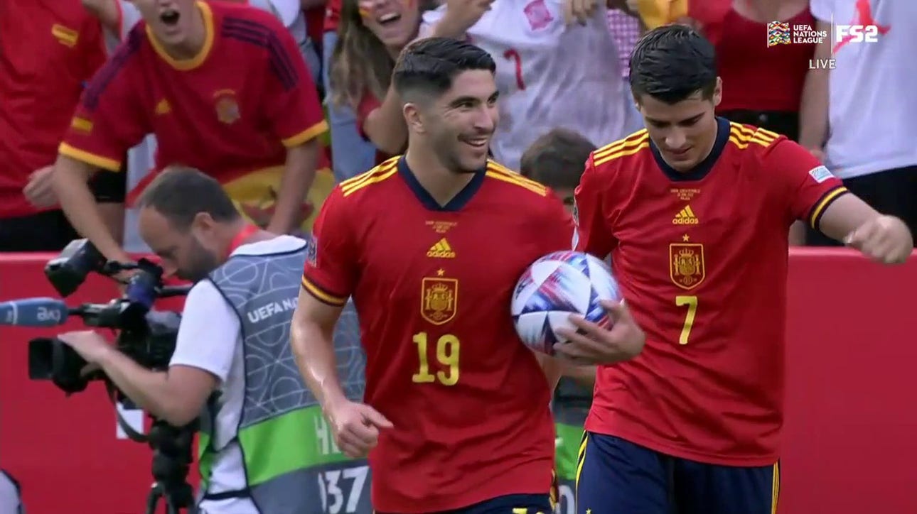 Carlos Soler scores in the 24th minute to give Spain a 1-0 lead